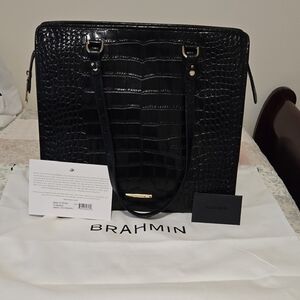 BRAHMIN TIA Tote In BLACK BEDFORD. Like New